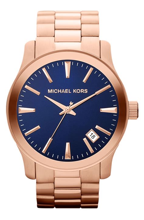 michael kors ladies watch blue face|Michael Kors blue dial watch.